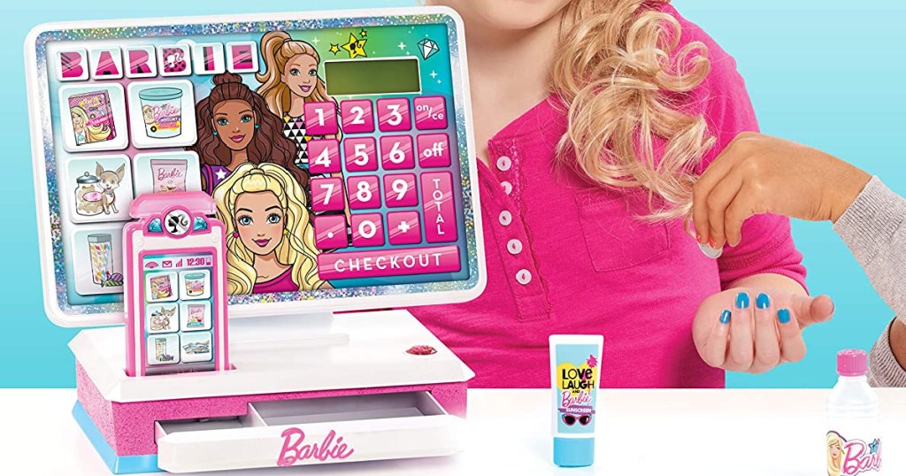 Barbie themed toy cash register