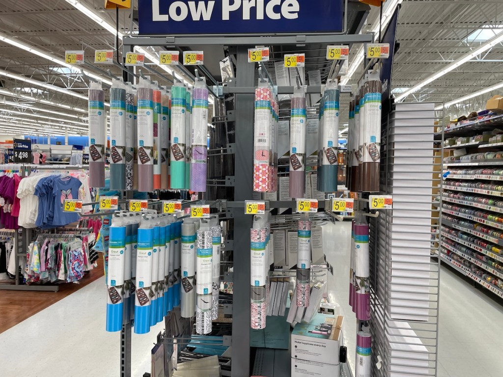 Cricut Brand Vinyl hanging at Walmart