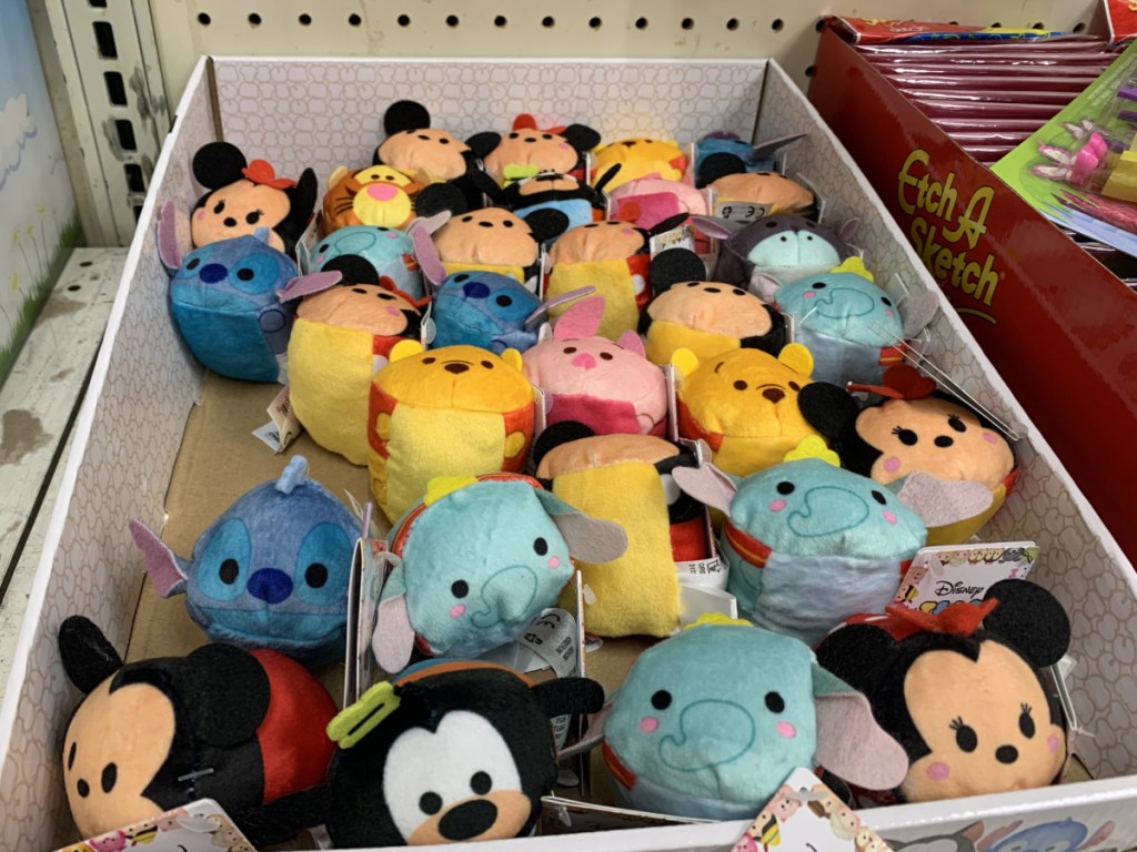 large in-store display of small Disney plush