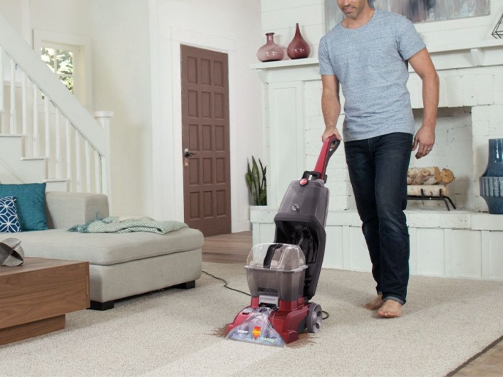 man using Hoover Power Scrubber Deluxe