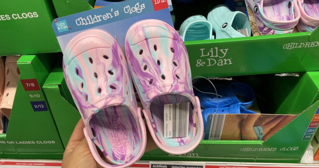 Lily & Dan Kids Clogs in package in-store