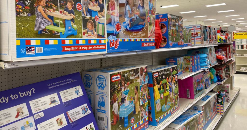 children's outside toys on shelf 