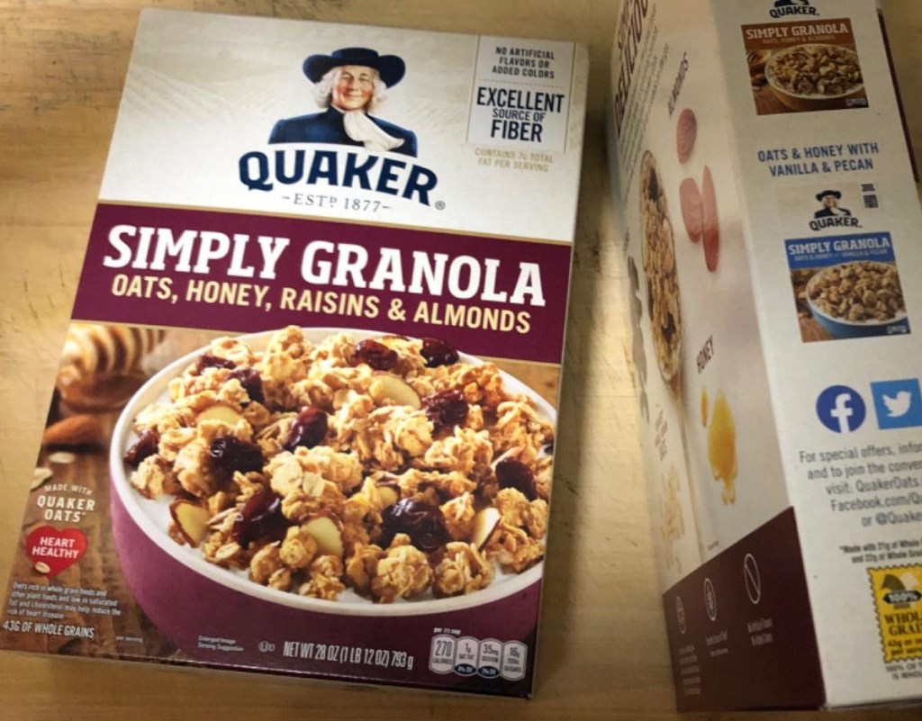 Quaker Simply Granola box