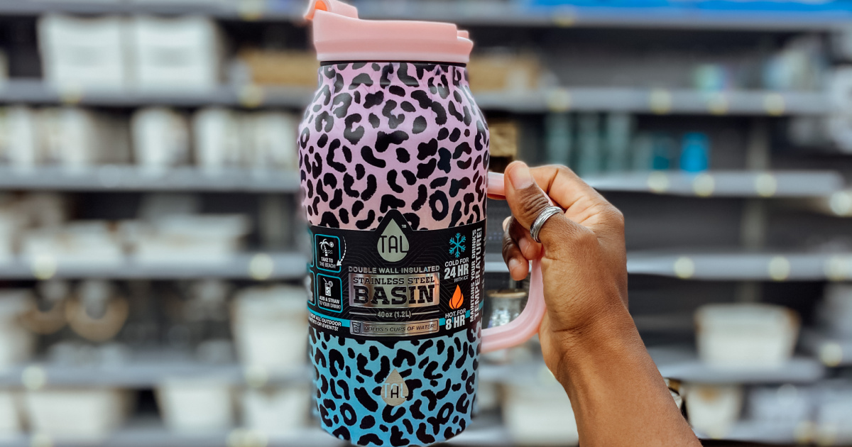 leopard print water basin near in-store display