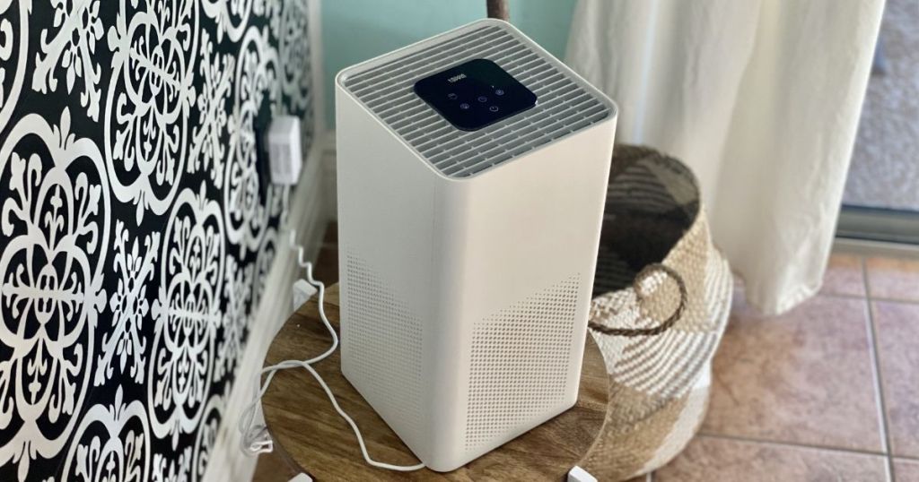 air purifier on a stool