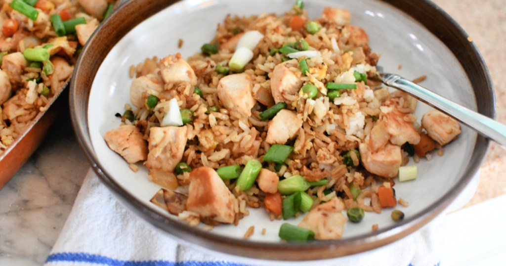 chicken fried rice plated