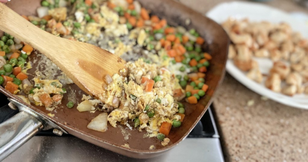 fried an egg in fried rice skillet