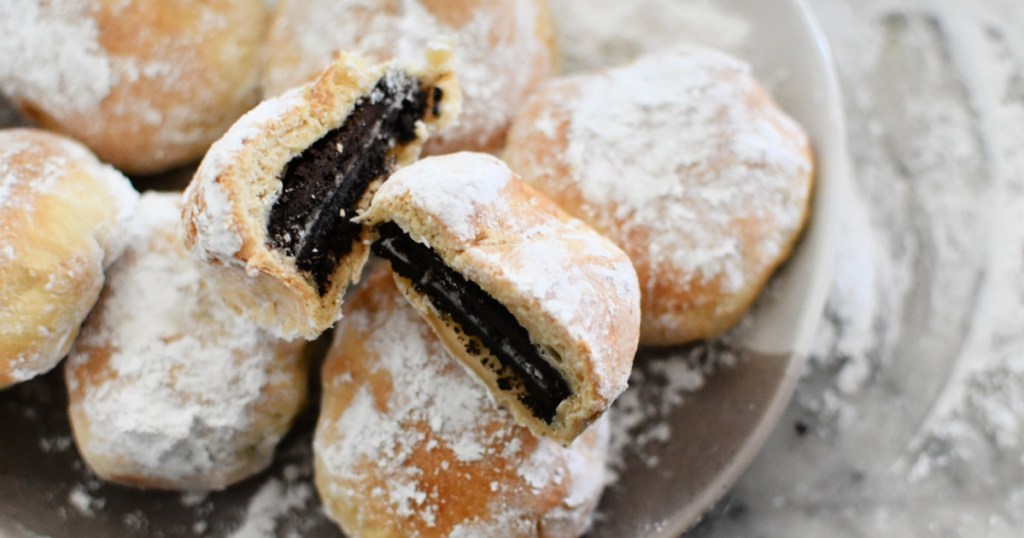 fried oreos on a plate