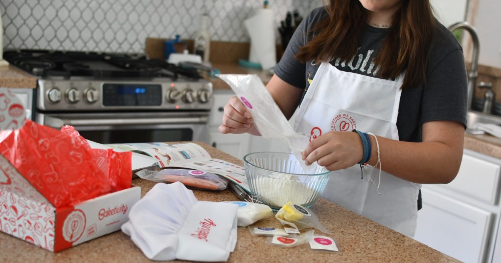 girl doing baketivity kit