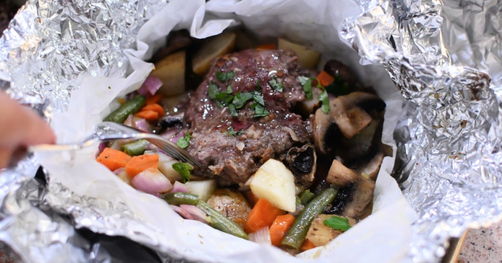 ground beef foil packet dinner after grilling