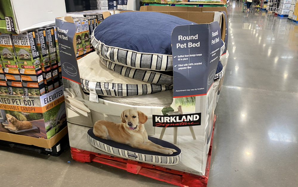 round dog beds on display at costco