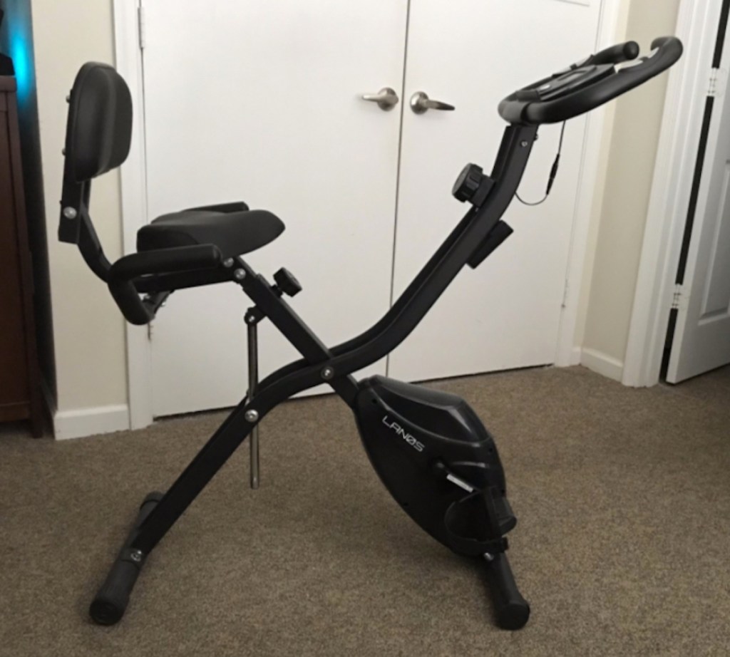 black exercise bike sitting inside in room