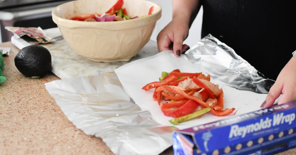 making fajitas foil packet meal