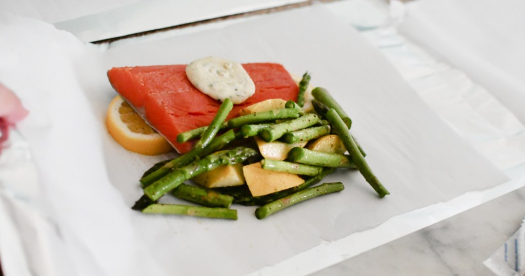 salmon foil packet meal before grilling