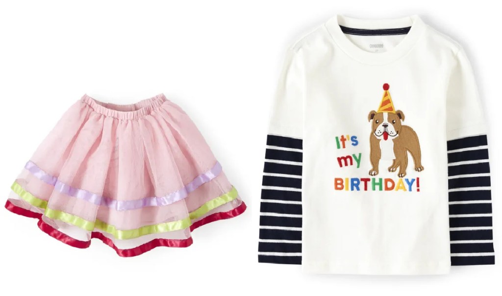 skirt and birthday shirt from gymboree