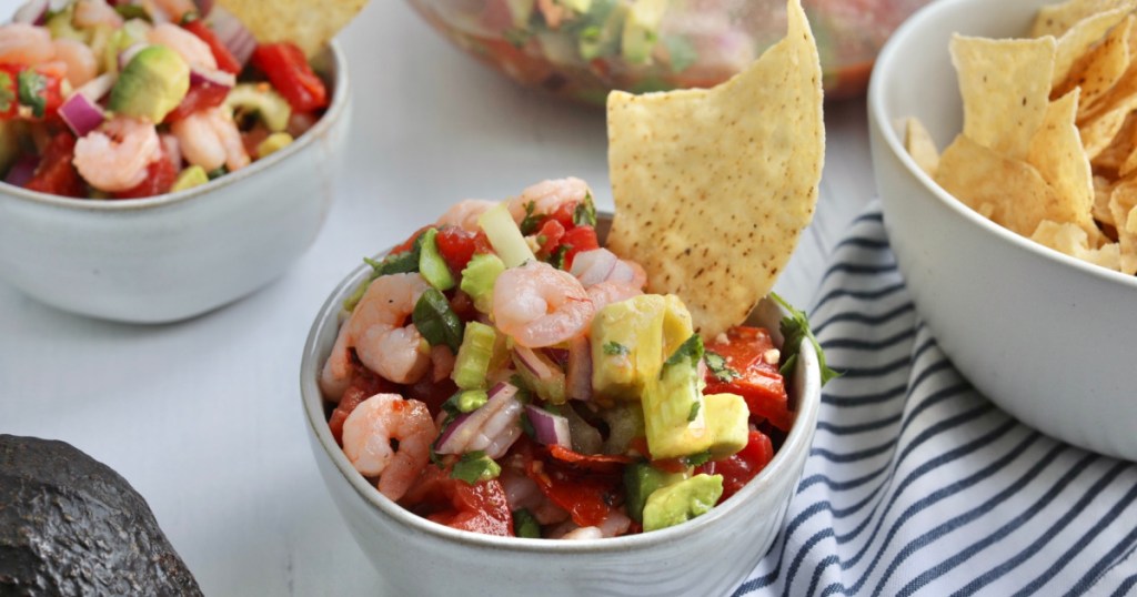 small bowl with shrimp cocktail