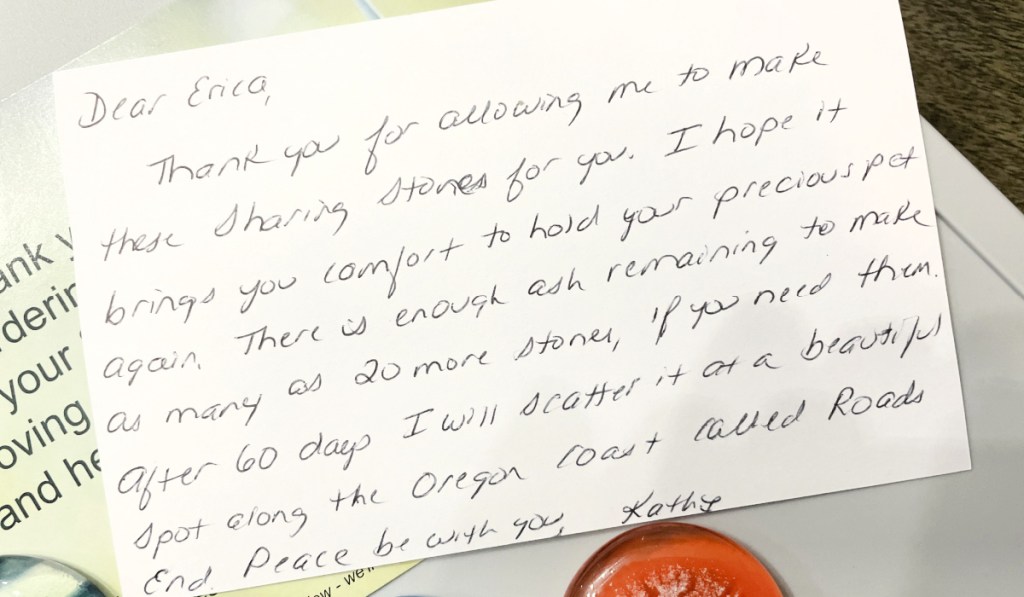 handwritten note from spirit pieces