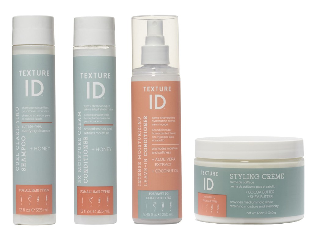 four texture ID hair care products