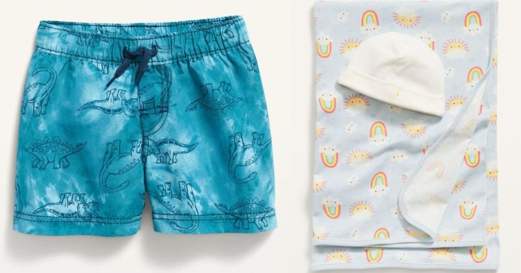 Boys Swim Shorts and Swaddle