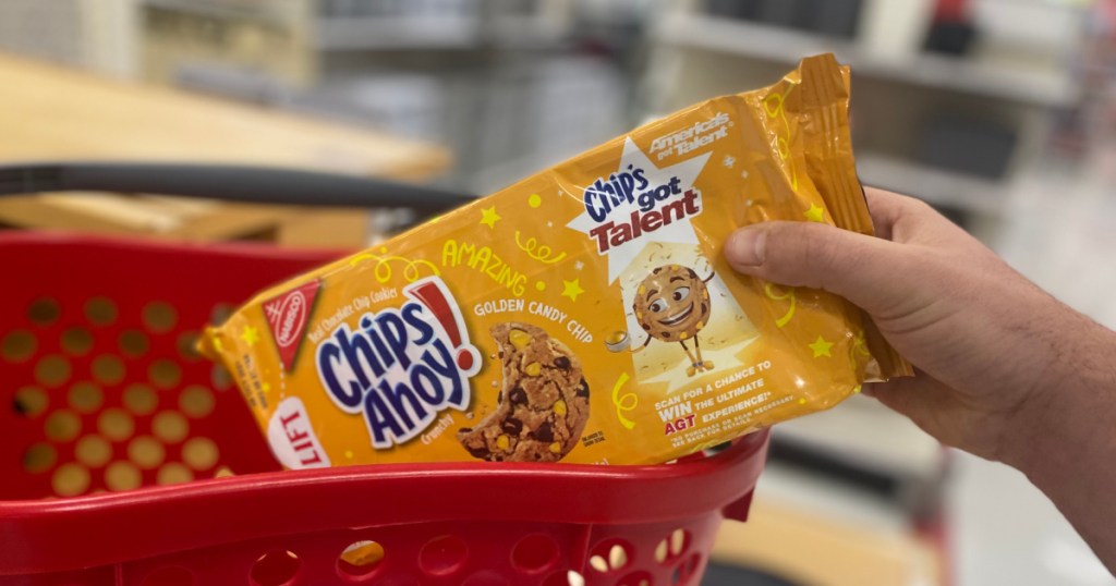 hand grabbing pack of Chips Ahoy! America's Got Talent