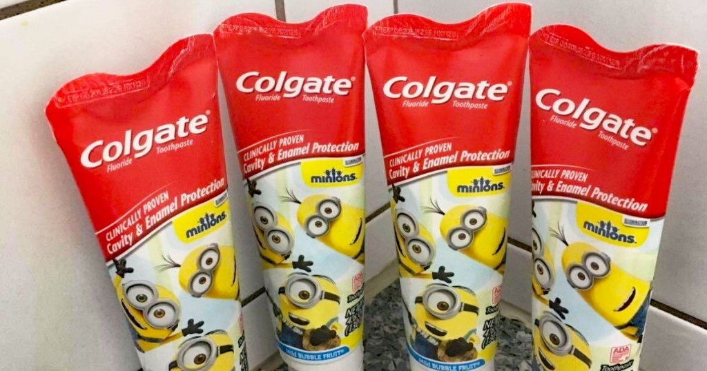 four tubes of colgate kids toothpaste