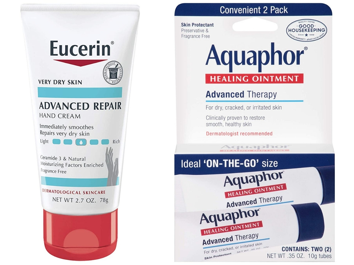 Eucerin Advanced Repair Hand Creme and Aquaphor Healing Ointment