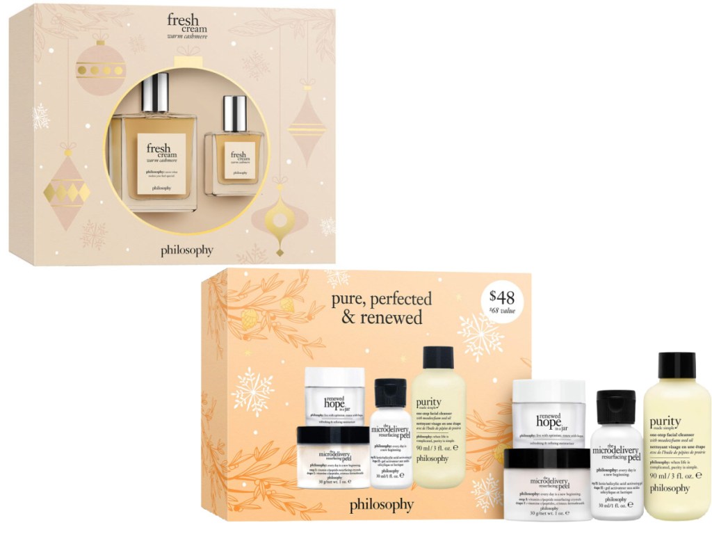 Fresh Cream Warm Cashmere 2-Piece Eau De Toilette Holiday Set and Pure, Perfected & Renewed 3-Piece Skin Care Set