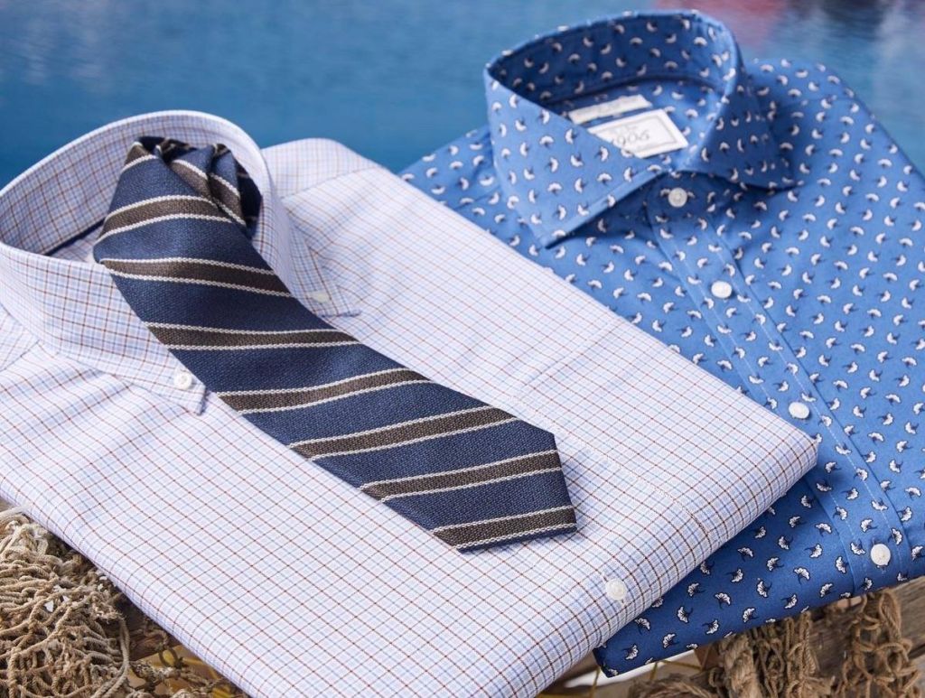 two folded dress shirts