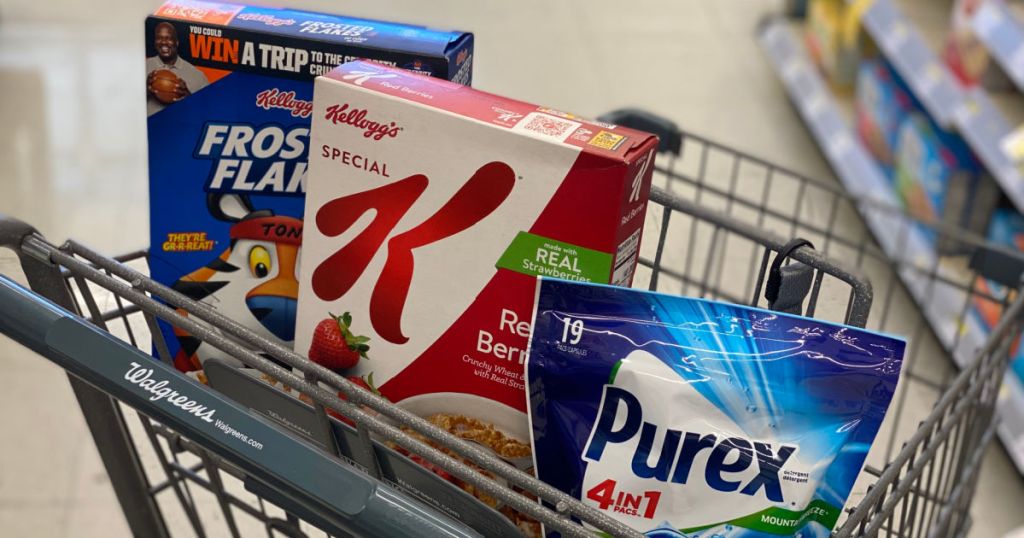 cereal and detergent in basket 