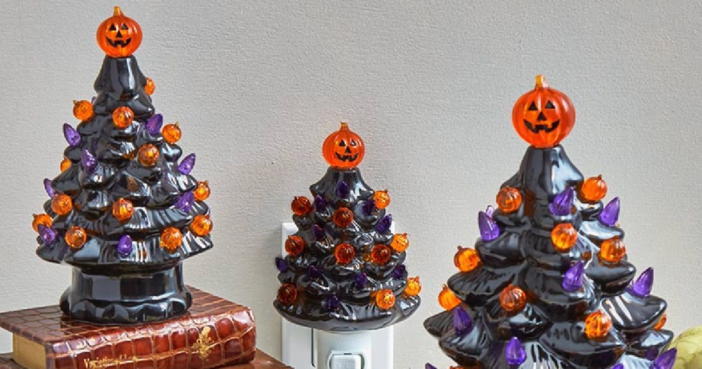 Lighted Retro Halloween Trees-3