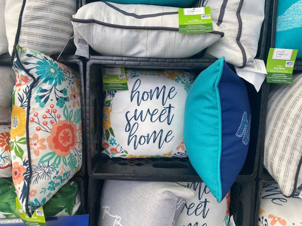 display of pillows at Walmart