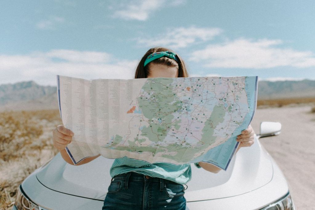 person looking at a map