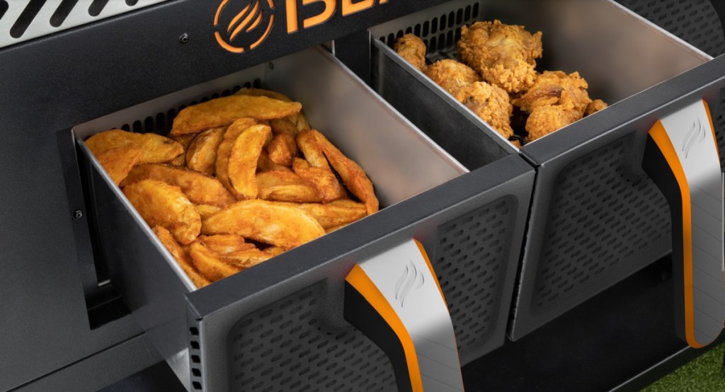 built in air fryer baskets on a blackstone griddle