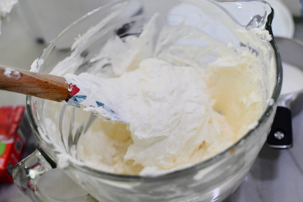 bowl with cream cheese and cool whip