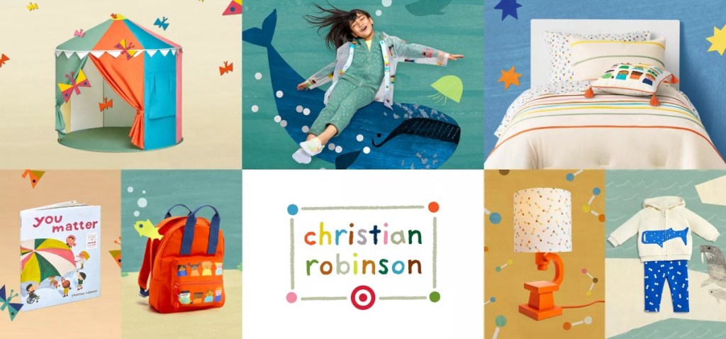 collage of Christian Robinson items at Target