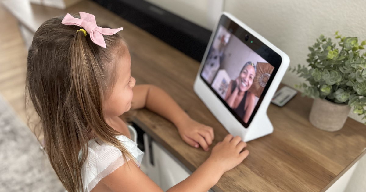 girl looking at facebook portal