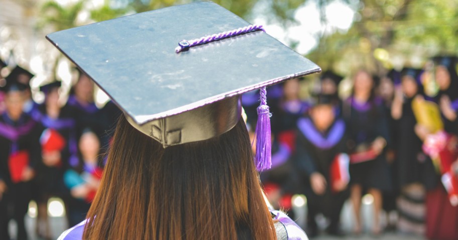 student wearing graduation cap