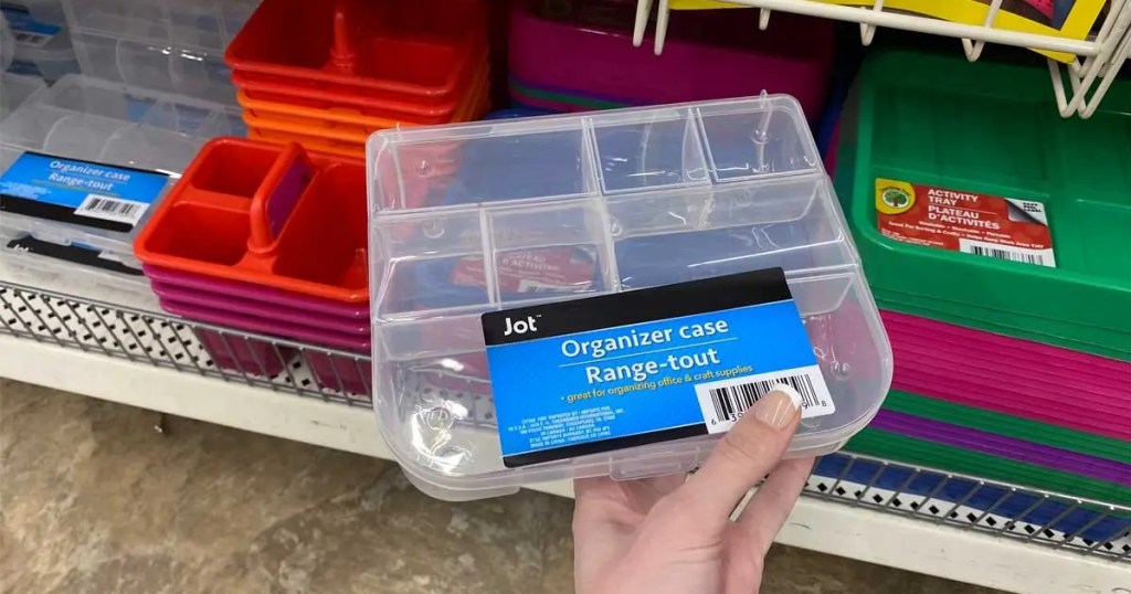 holding a plastic storage case