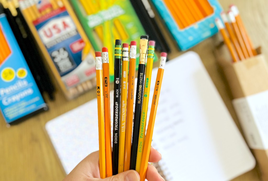 hand holding various types of best pencils on market