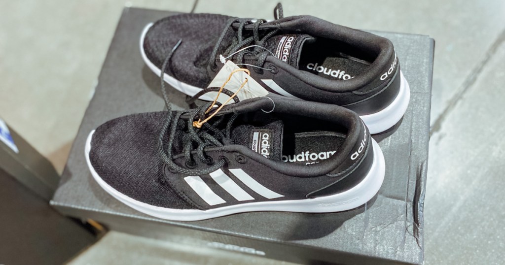 Pair of black Adidas QT Racer Shoes in Costco