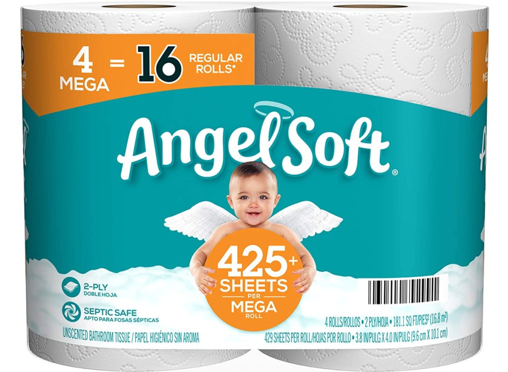 Angel Soft Toilet Paper Bath Tissue 4-Count Mega Rolls