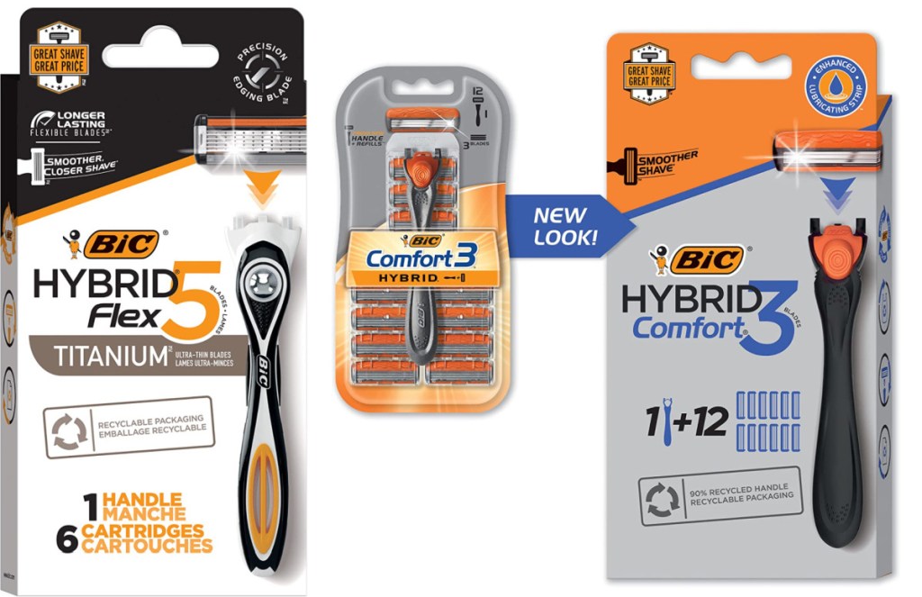 2 bic men's hybrid razors