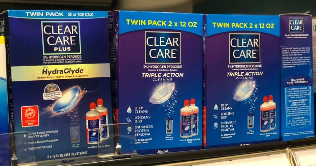 contact solution twin packs on store shelf