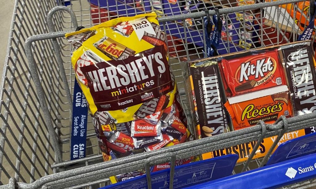 candy in a Sam's Club cart