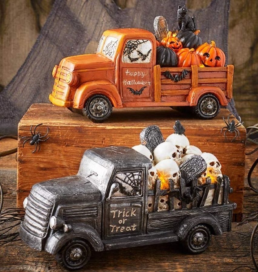 Light Up Retro Halloween Trucks