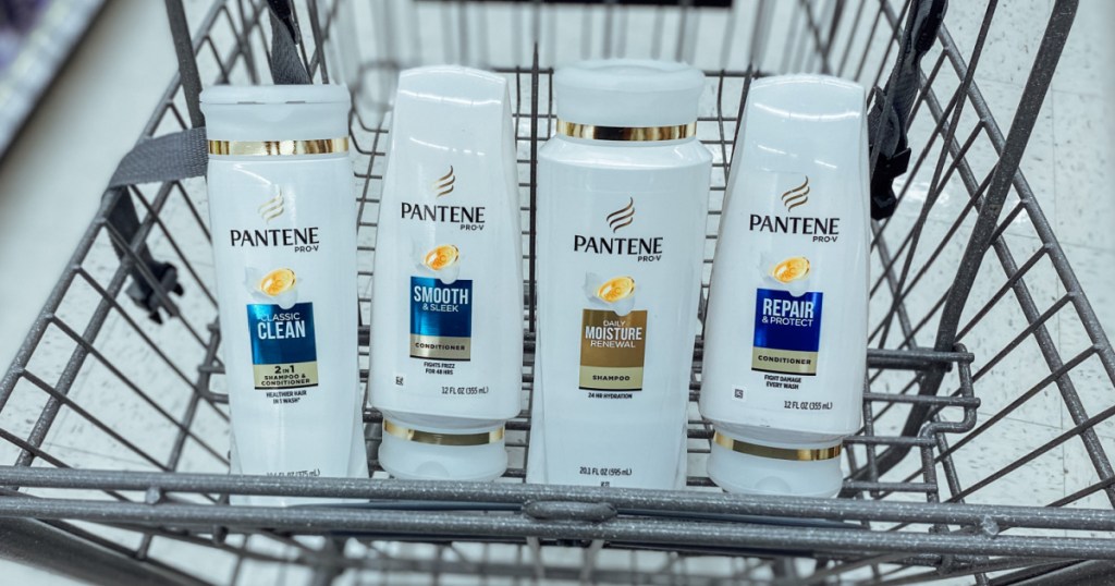 shopping cart filled with pantene