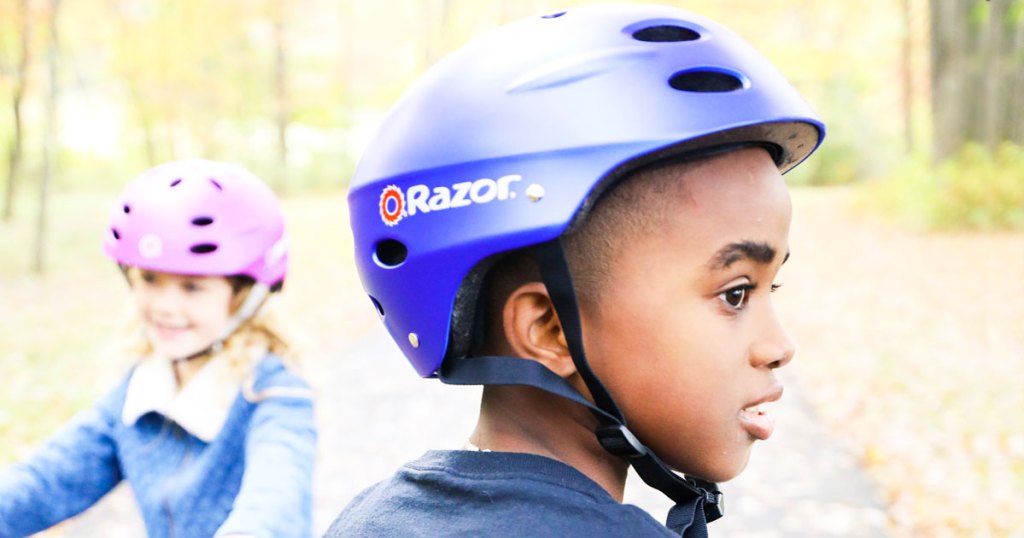 boy wearing blue helmet