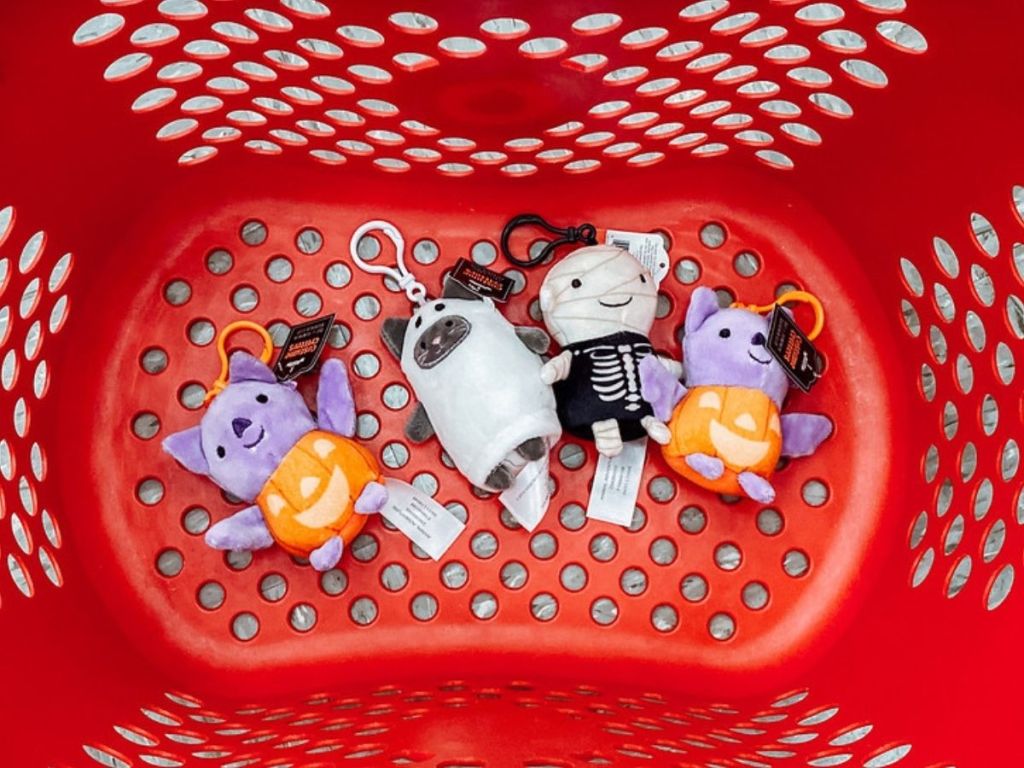 Target Halloween Keychains in a shopping basket