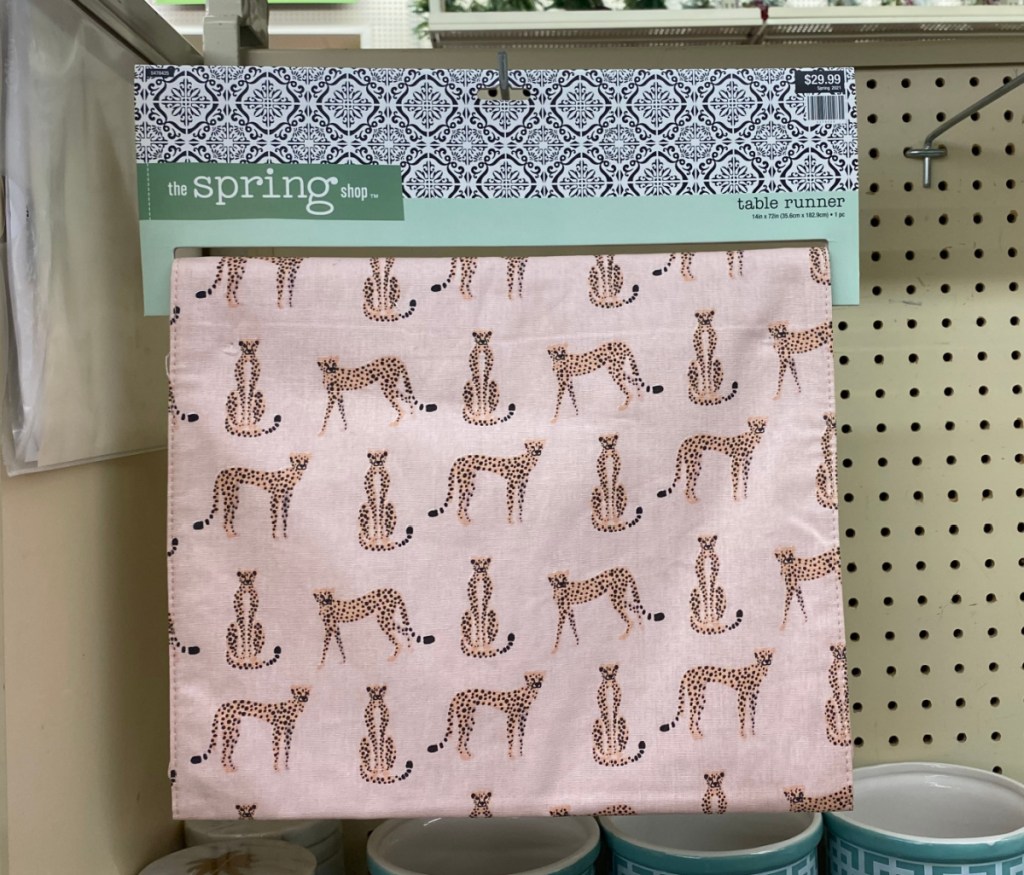 cheetah print table runner on display in-store