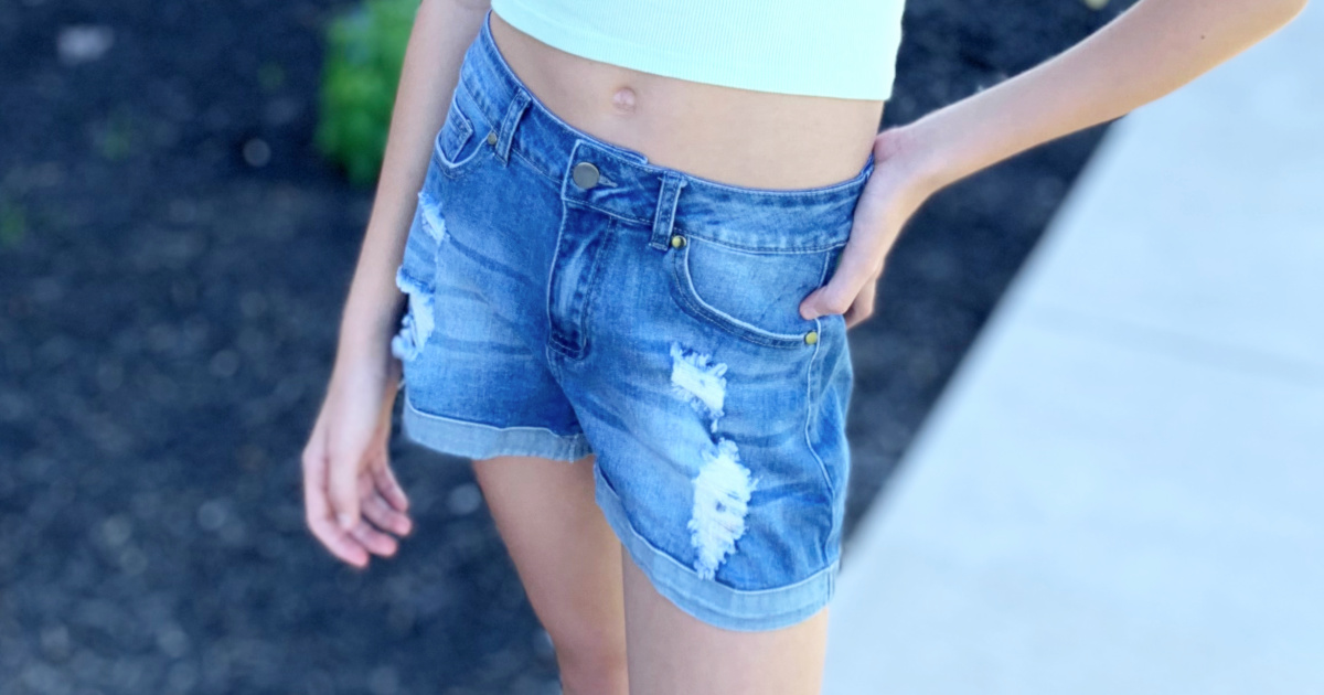 blue jean shorts